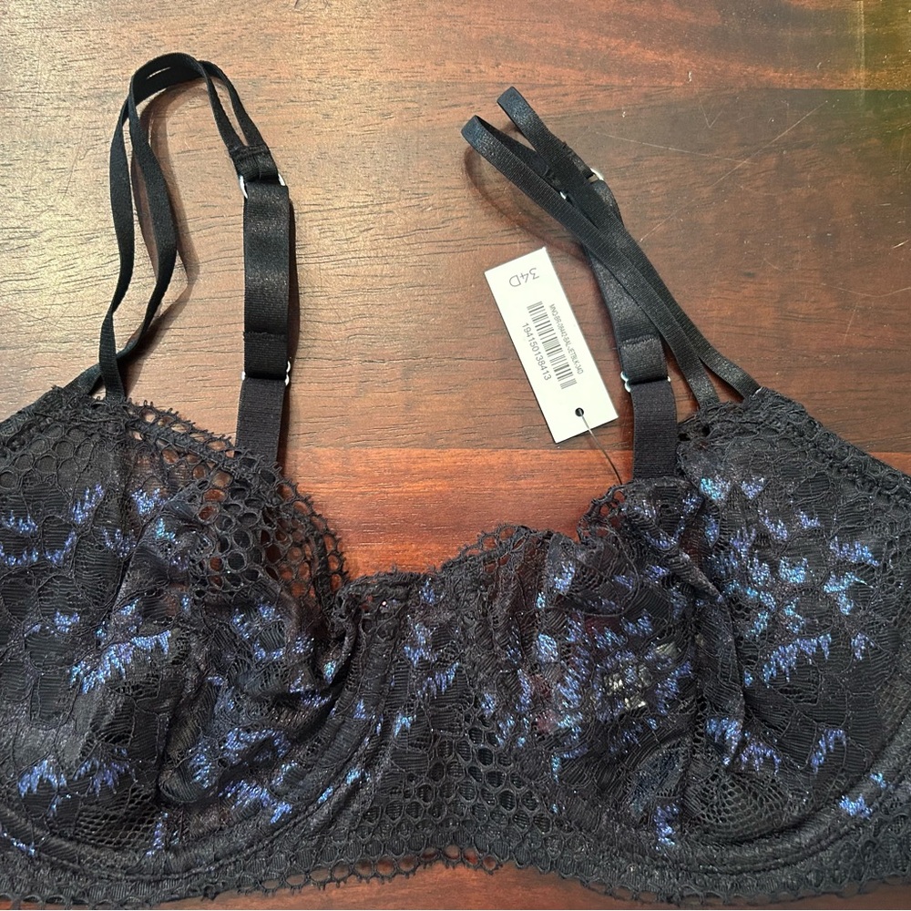 Adore Me Black and Blue Lace Bra